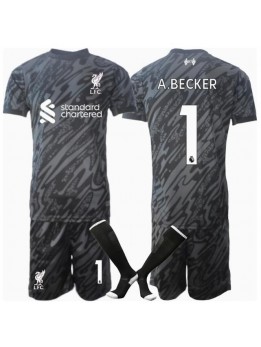 Liverpool Alisson Becker #1 Målvakt Replika Hemmakläder Barn 2024-25 Kortärmad (+ byxor)